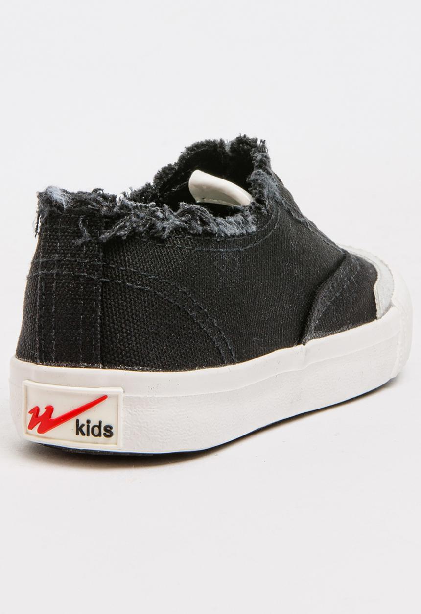 Pop Candy - Boys Canvas Sneakers with Raw Edging Black