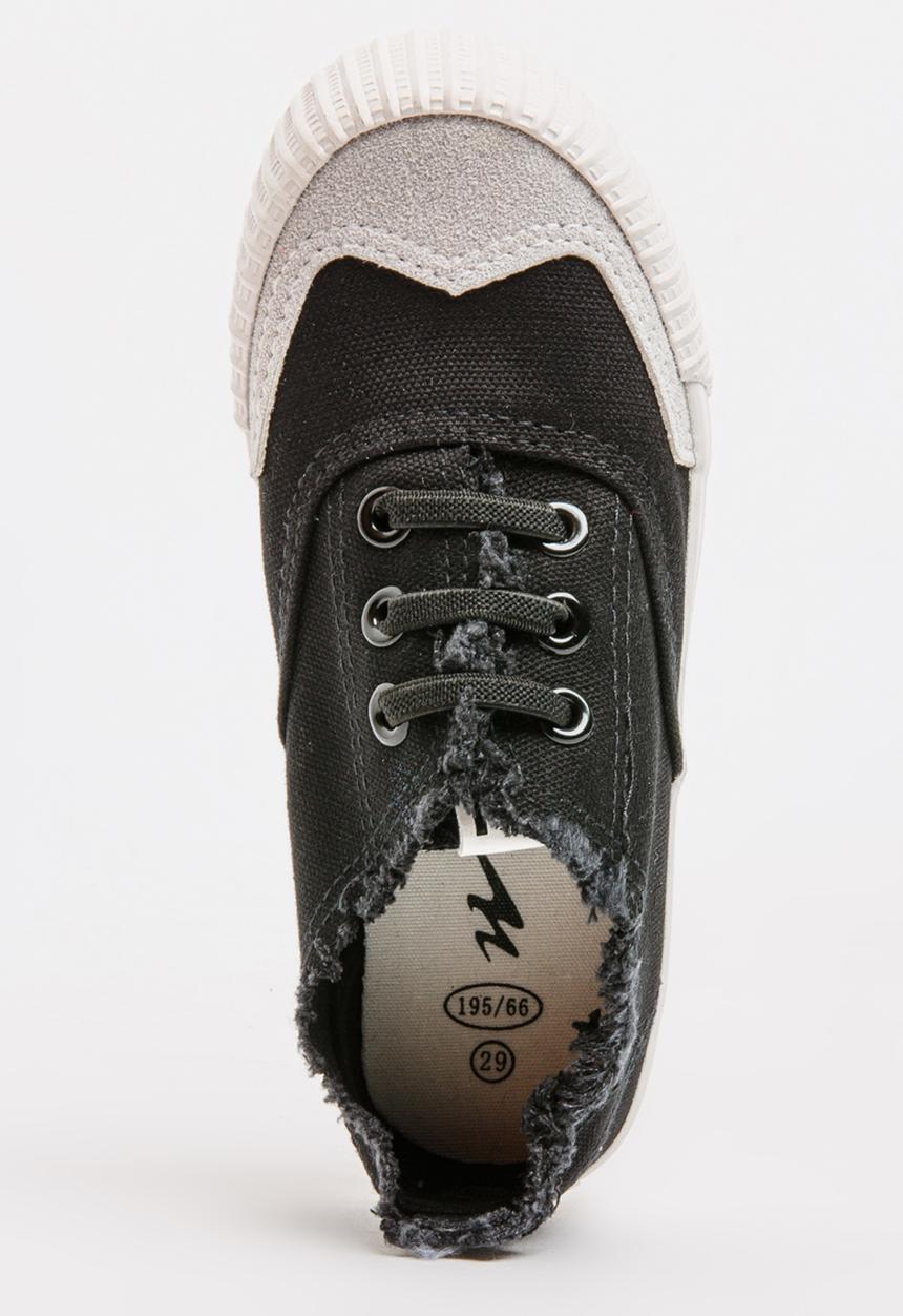 Pop Candy - Boys Canvas Sneakers with Raw Edging Black