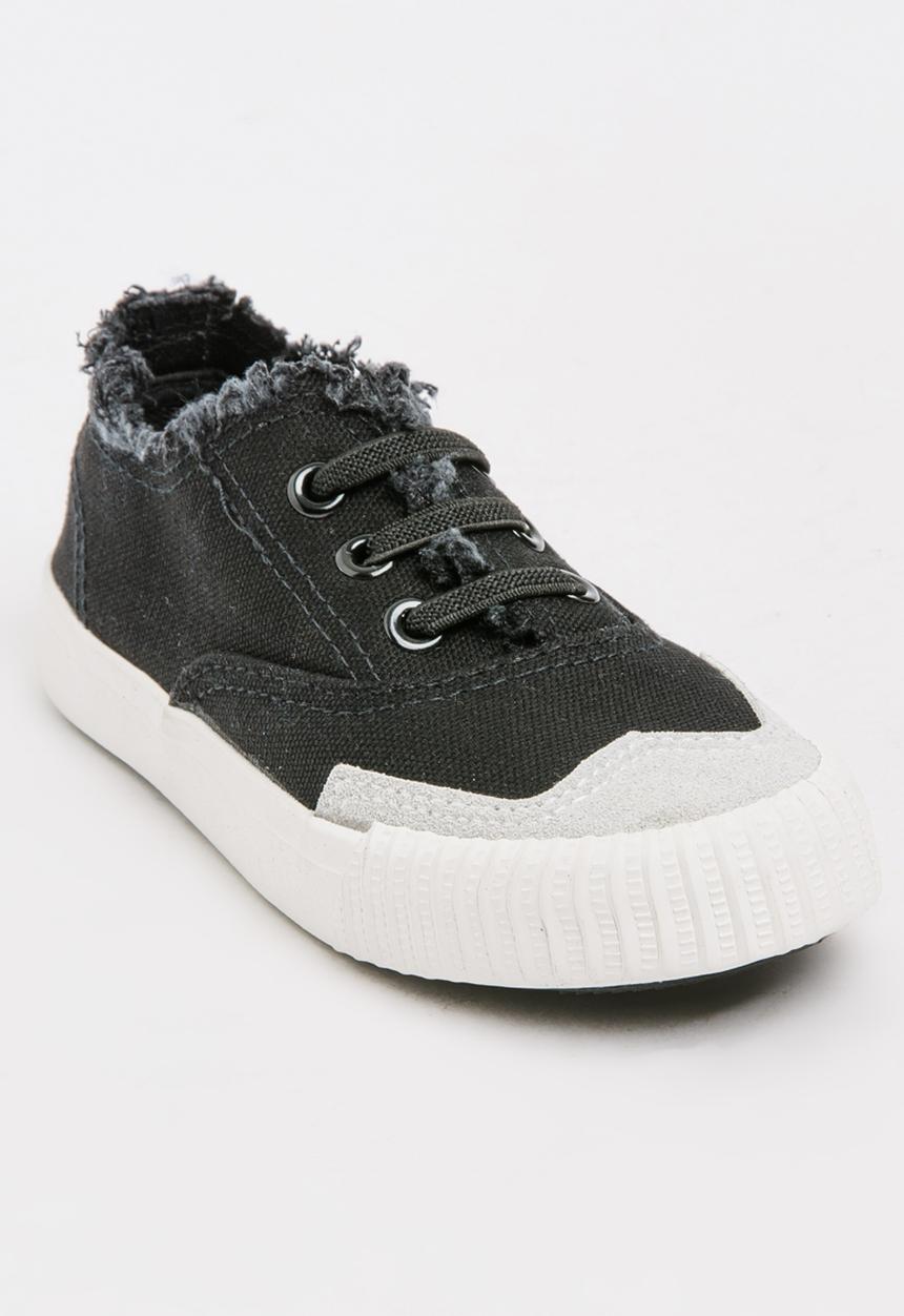 Pop Candy - Boys Canvas Sneakers with Raw Edging Black