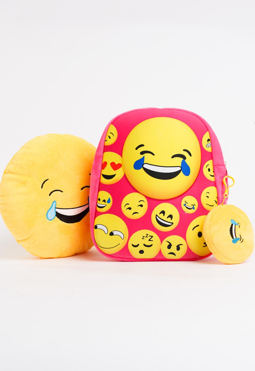 Cool Kids - Laughing Face Emoji Back Pack, Cushion and Purse Multi-colour