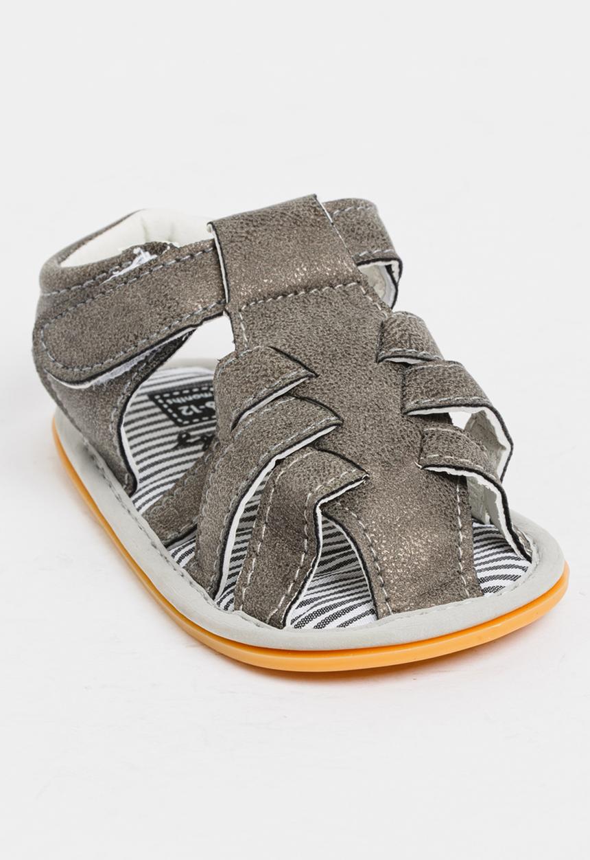 Pop Candy - Boys PU Sandals Charcoal