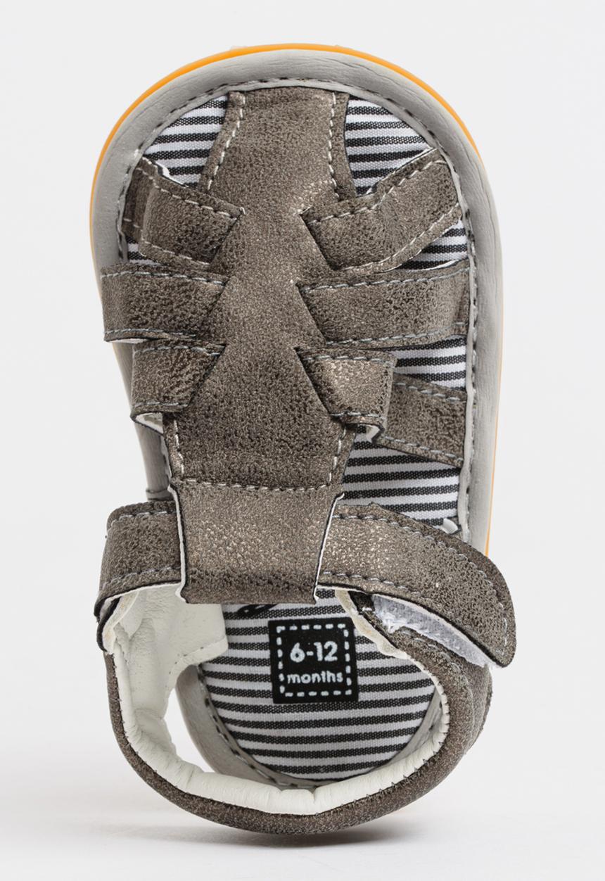 Pop Candy - Boys PU Sandals Charcoal