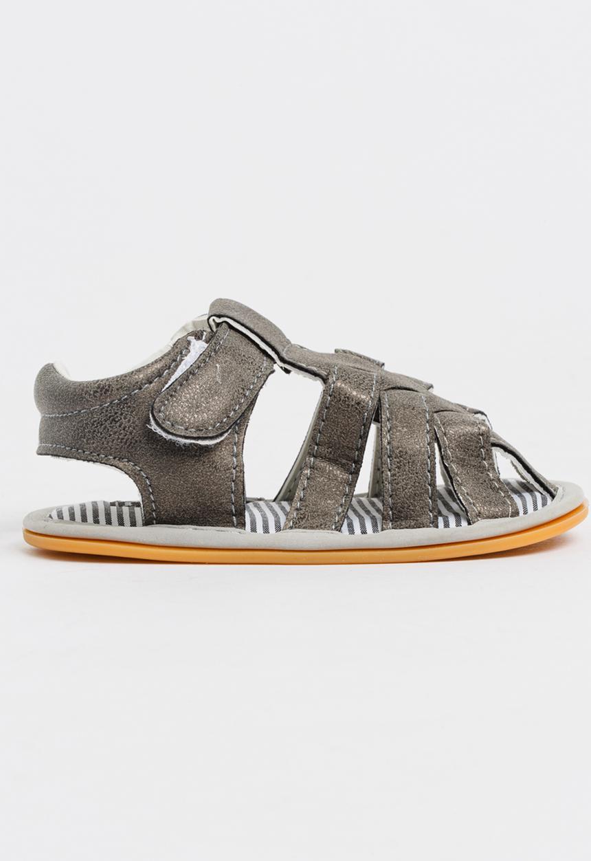 Pop Candy - Boys PU Sandals Charcoal