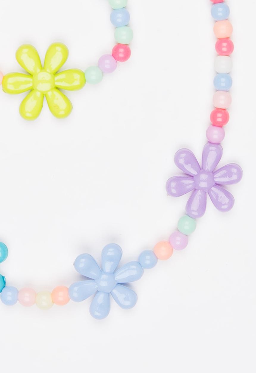 Pop Candy - Girls Flower Necklace and Bracelet Set Multi-colour