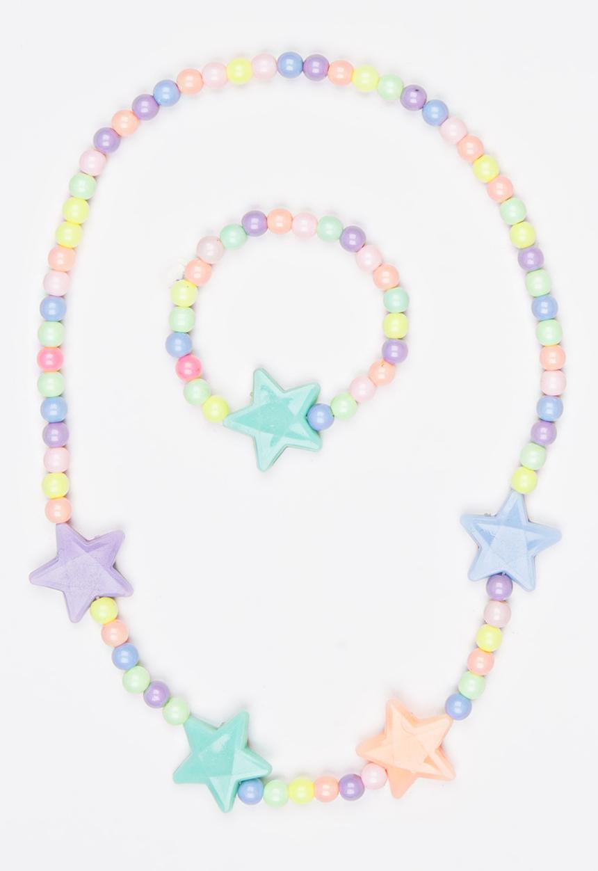 Pop Candy - Girls Star Necklace and Bracelet Set Multi-colour