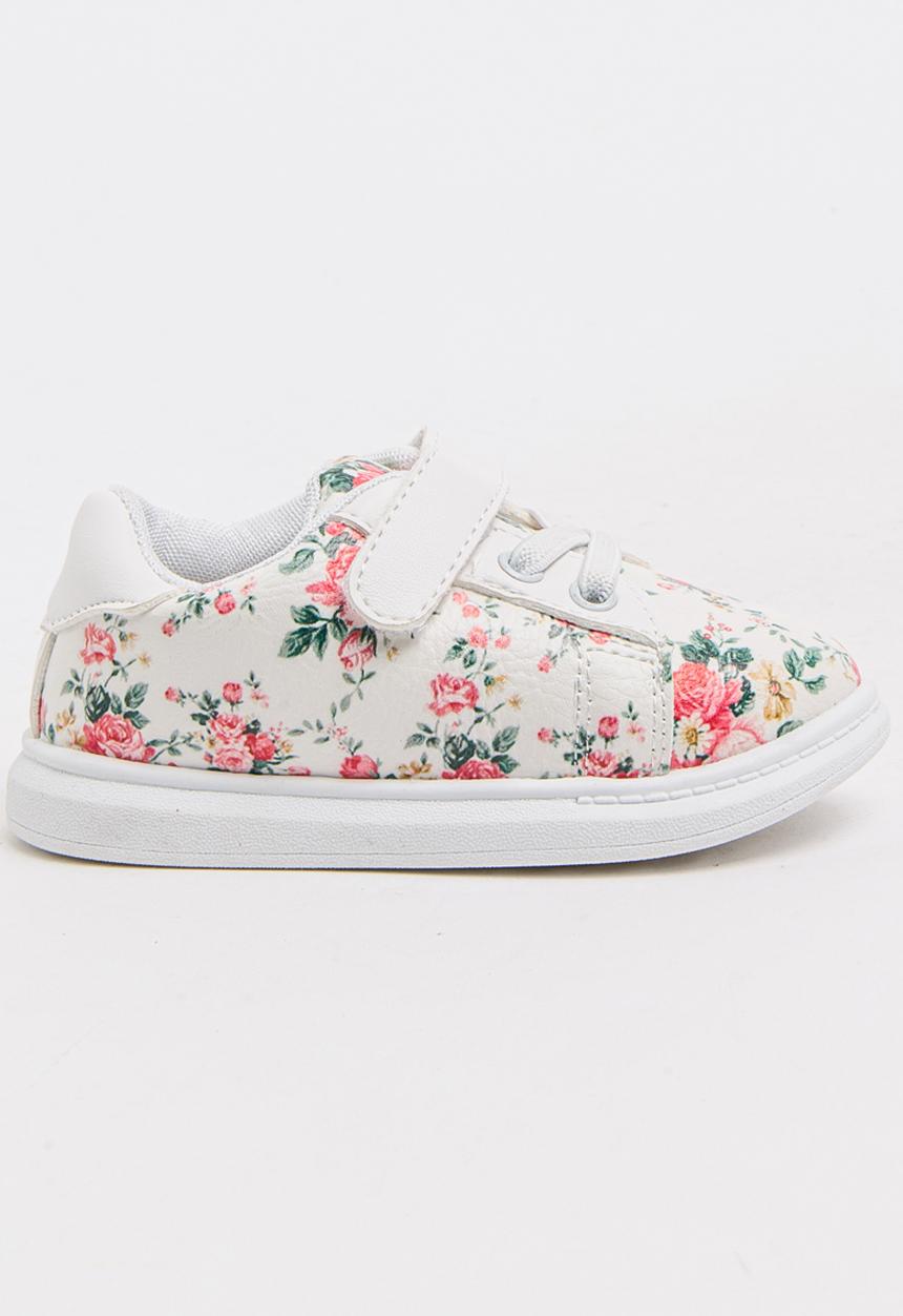 Pop Candy - Girls Floral Printed Sneaker White