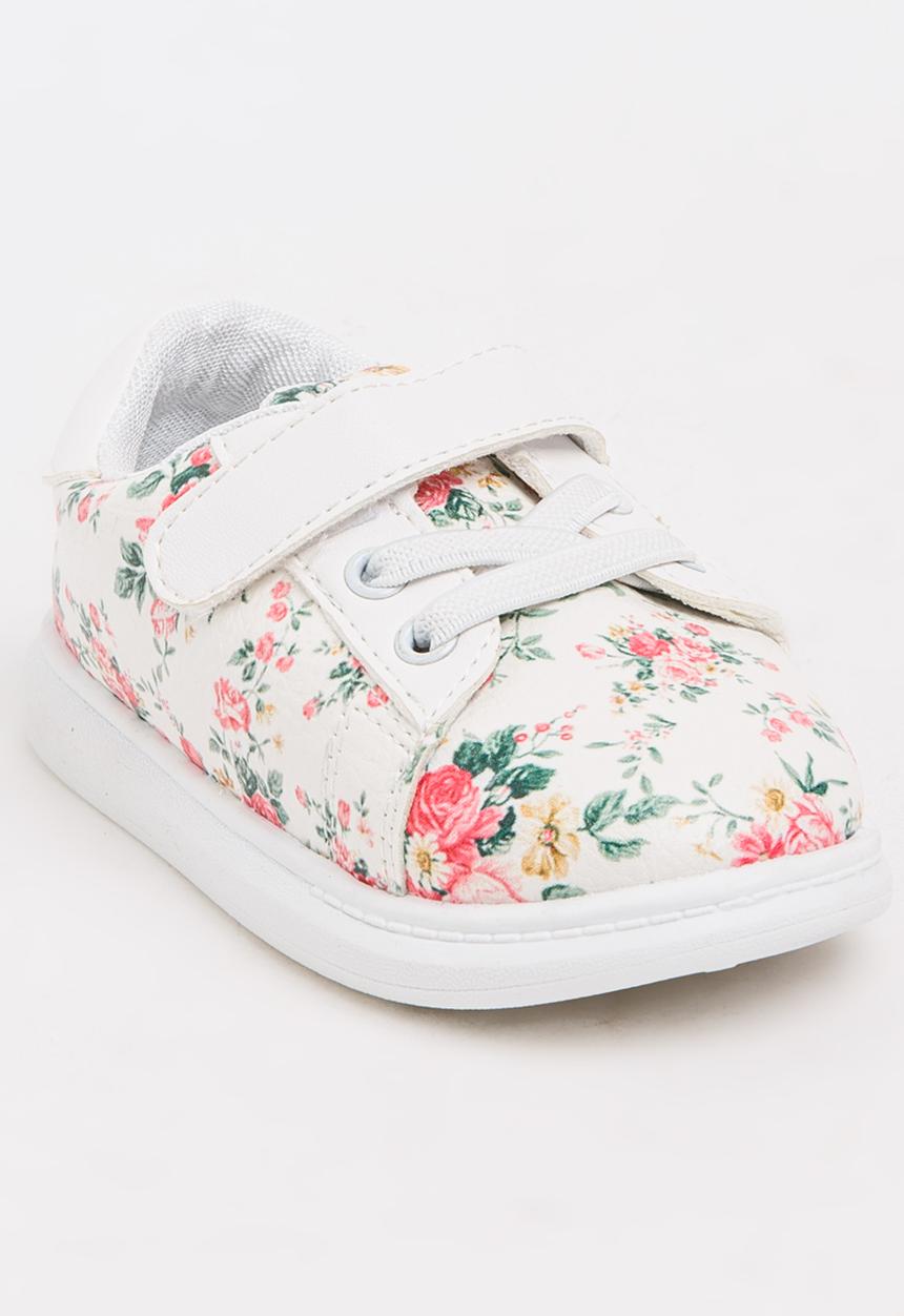 Pop Candy - Girls Floral Printed Sneaker White