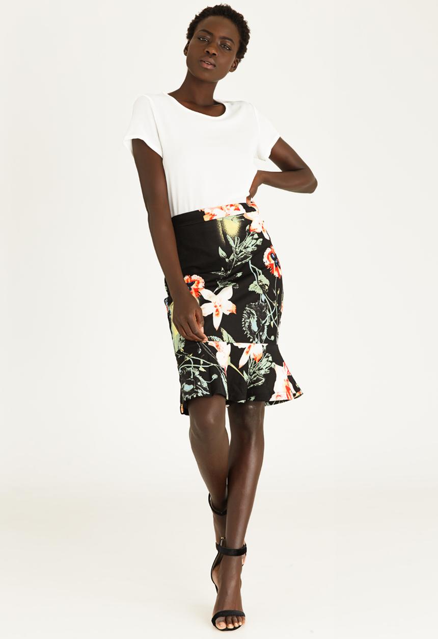 edit - Flute Hem Midi Skirt Multi-colour