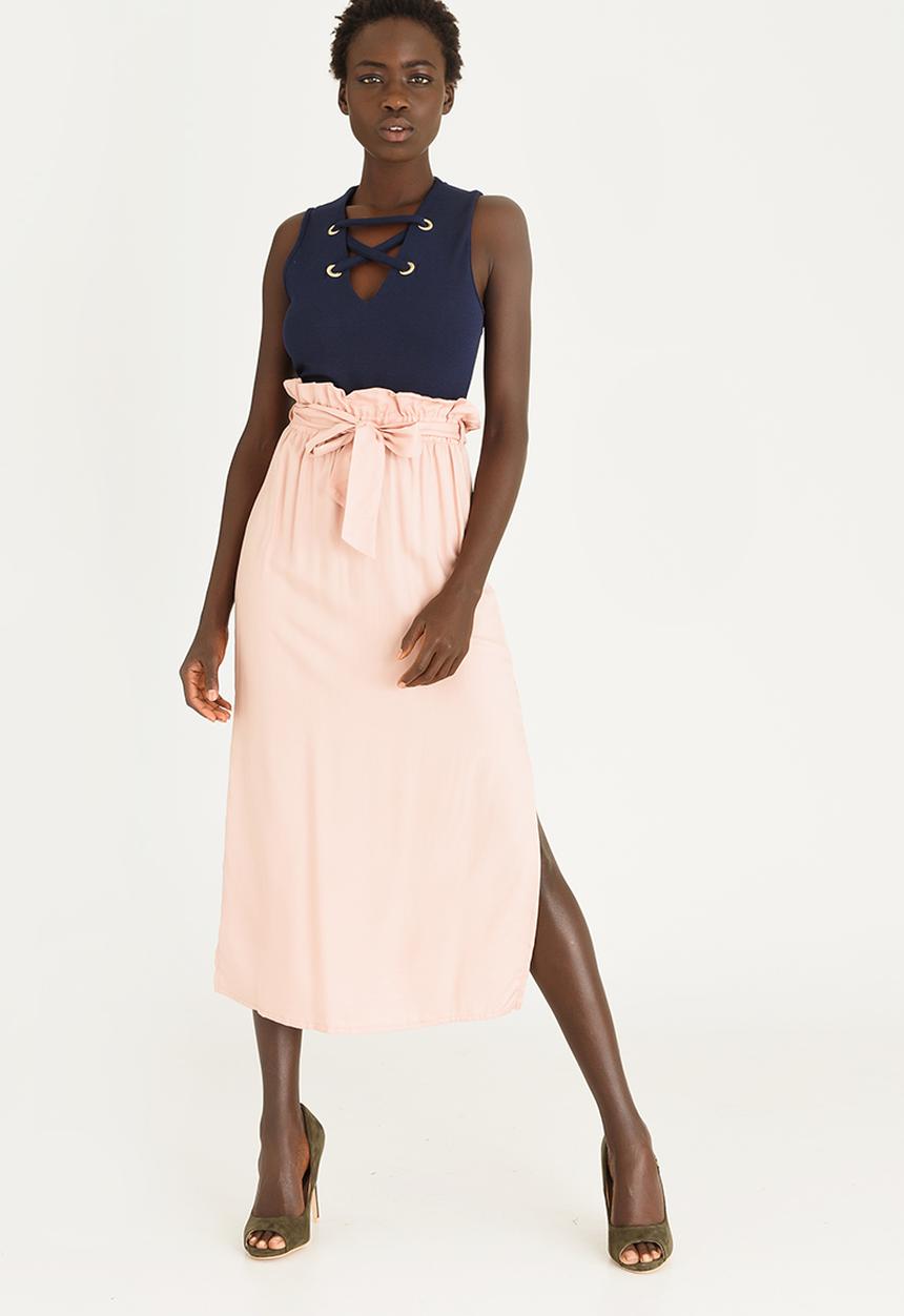 STYLE REPUBLIC - Paperbag Midi Skirt Pale Pink