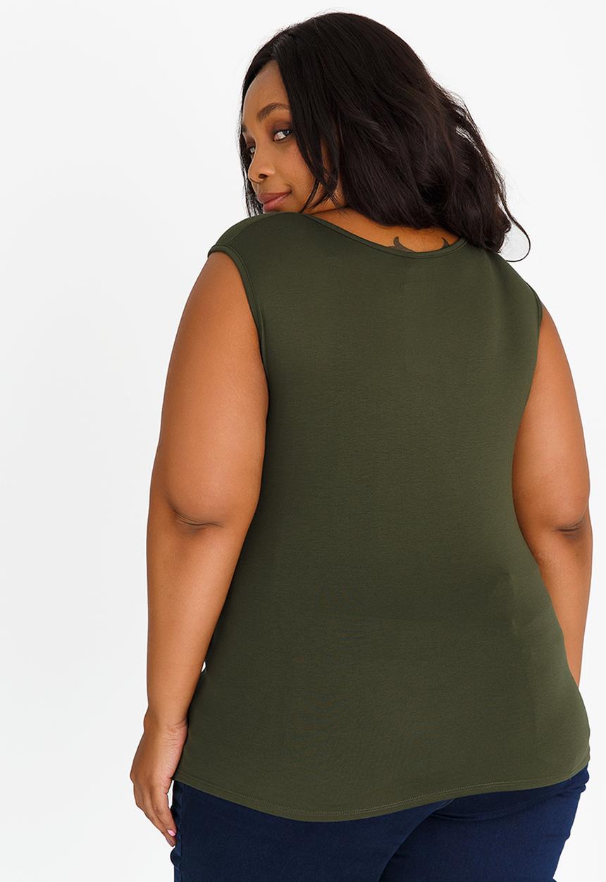 edit Plus - Gauged Front Cami Dark Green