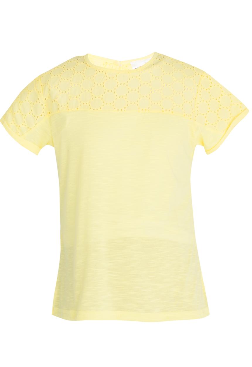 Pop Candy - Woven Flower Embellished Top Yellow