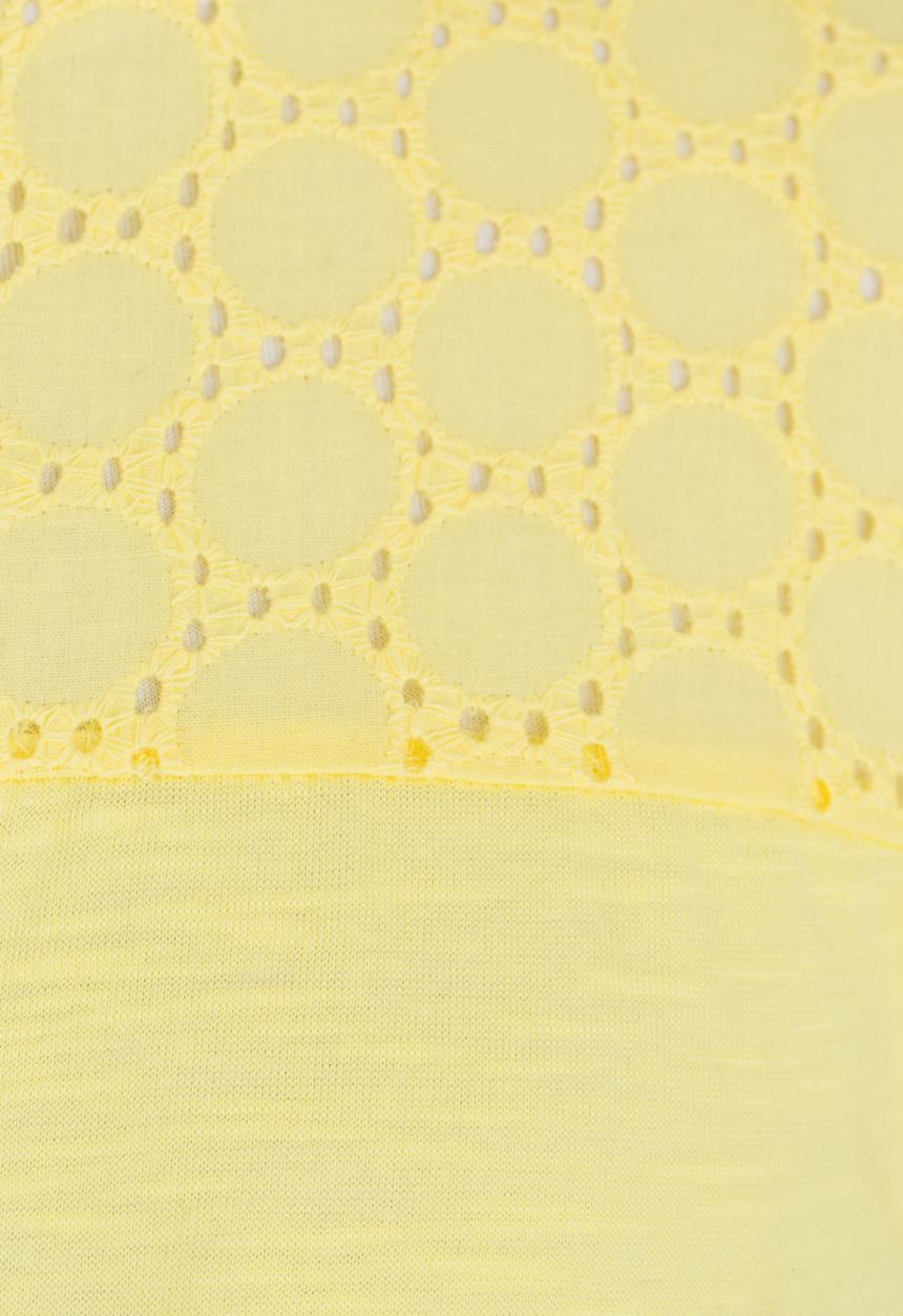 Pop Candy - Woven Flower Embellished Top Yellow