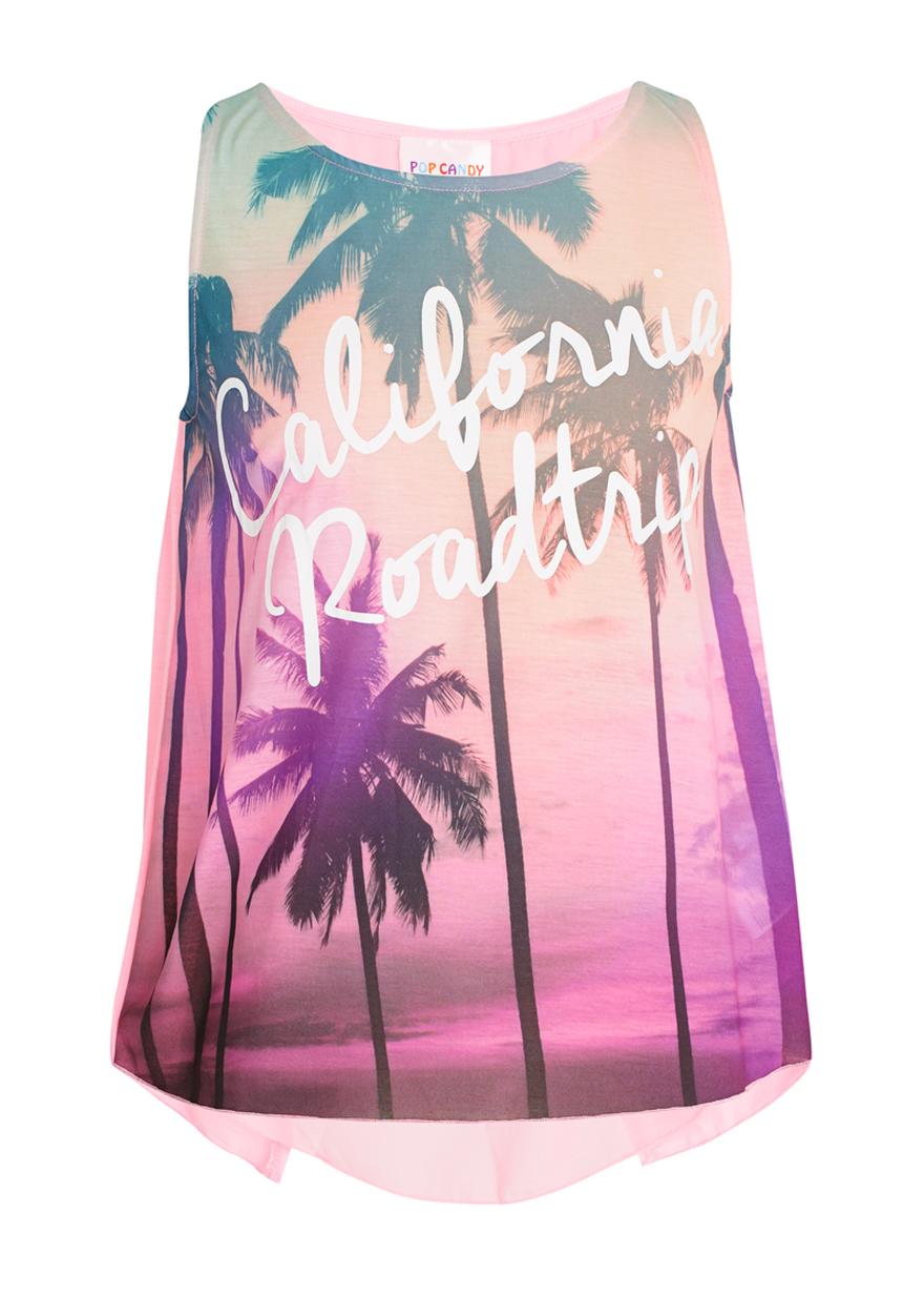 Pop Candy - Printed Sleeveless Tee Mid Pink