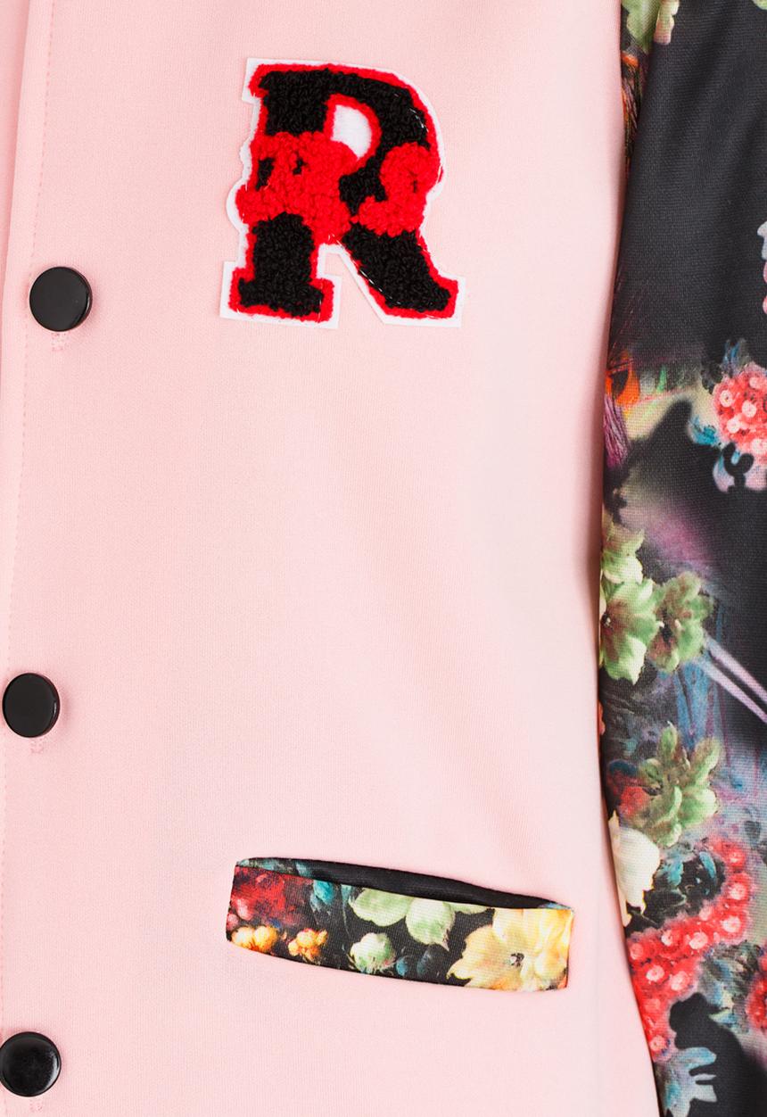 Pop Candy - Floral Sleeve Bomber Jacket Multi-colour