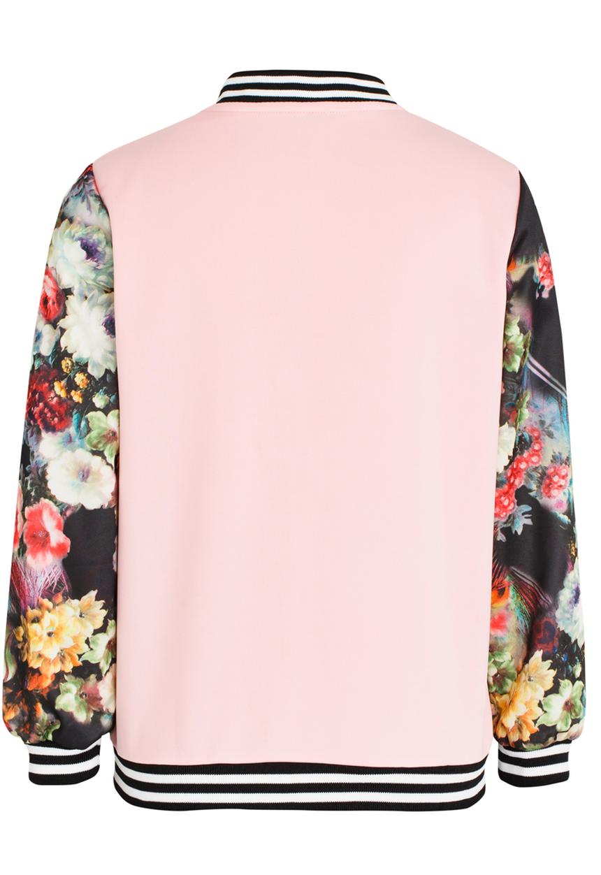 Pop Candy - Floral Sleeve Bomber Jacket Multi-colour