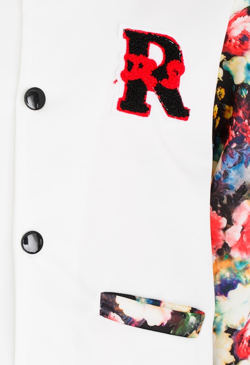 Pop Candy - Floral Sleeve Bomber Jacket Multi-colour