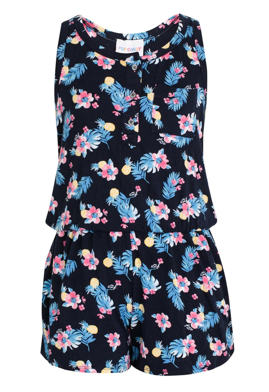 Pop Candy - Girls Printed Playsuit Navy