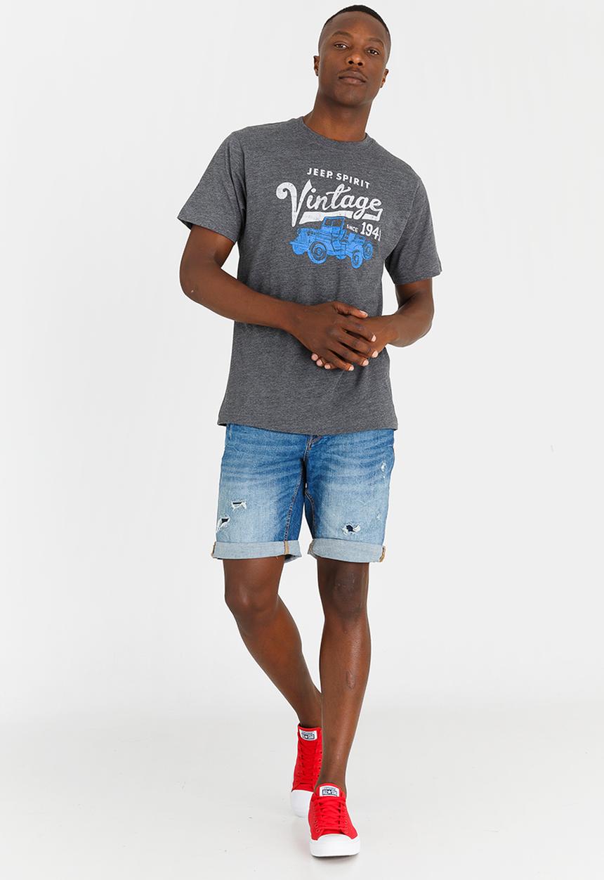 JEEP SPIRIT - Crew Printed Tee Charcoal