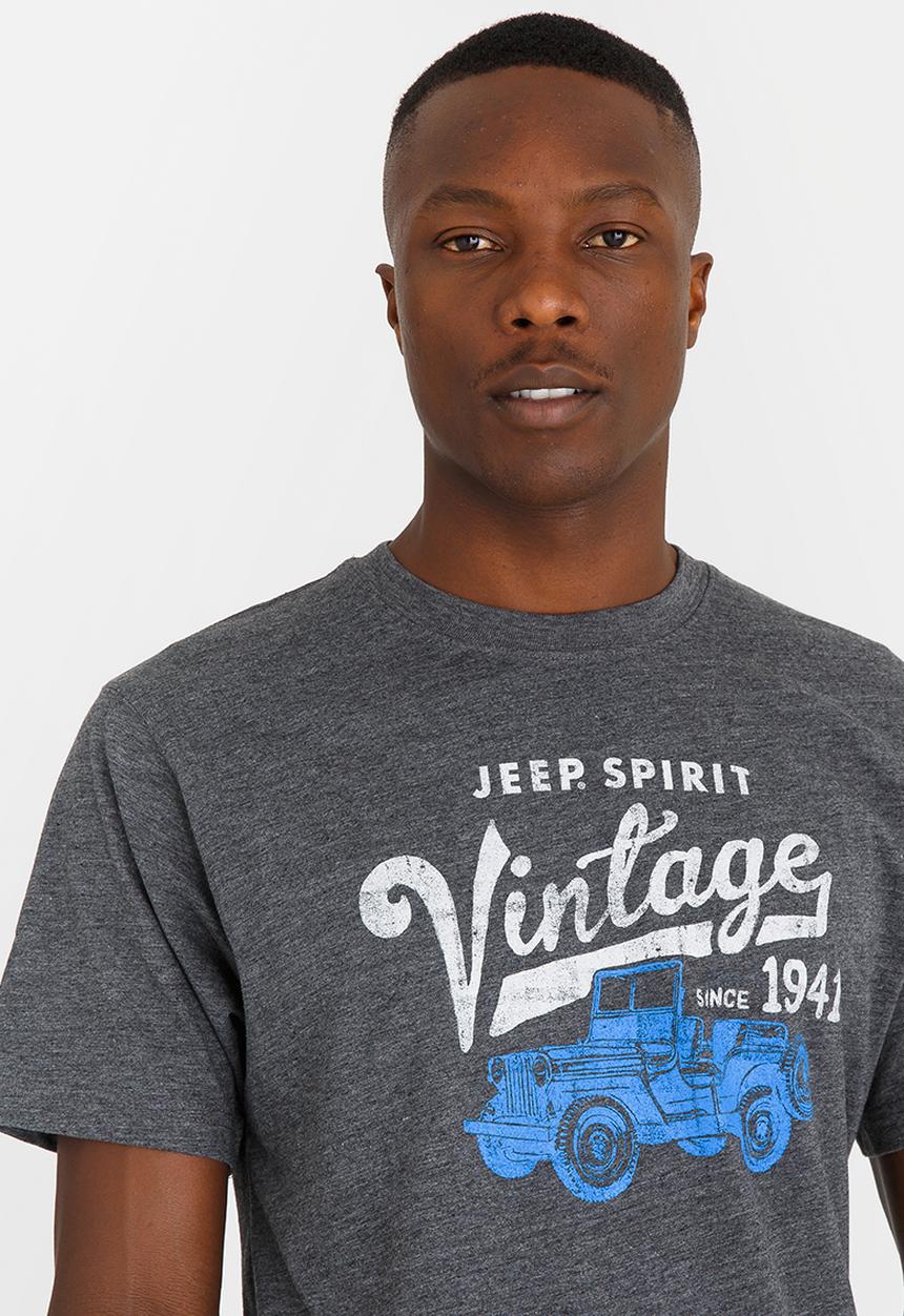 JEEP SPIRIT - Crew Printed Tee Charcoal