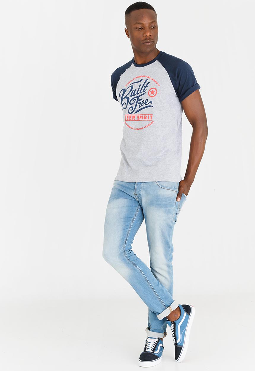 JEEP SPIRIT - Raglan Printed Tee Grey