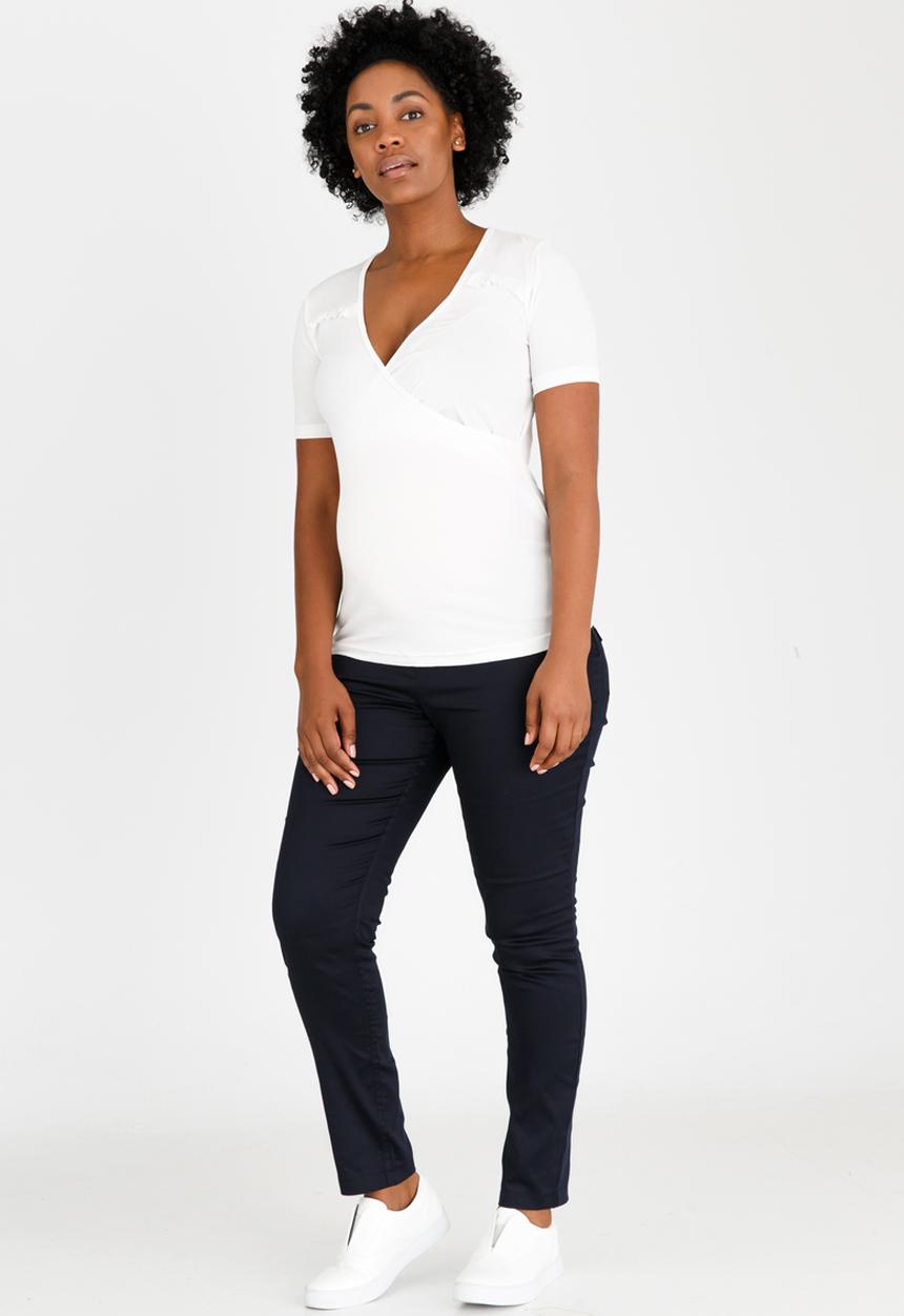 edit Maternity - Mock Wrap Top with Frill Detail Cream