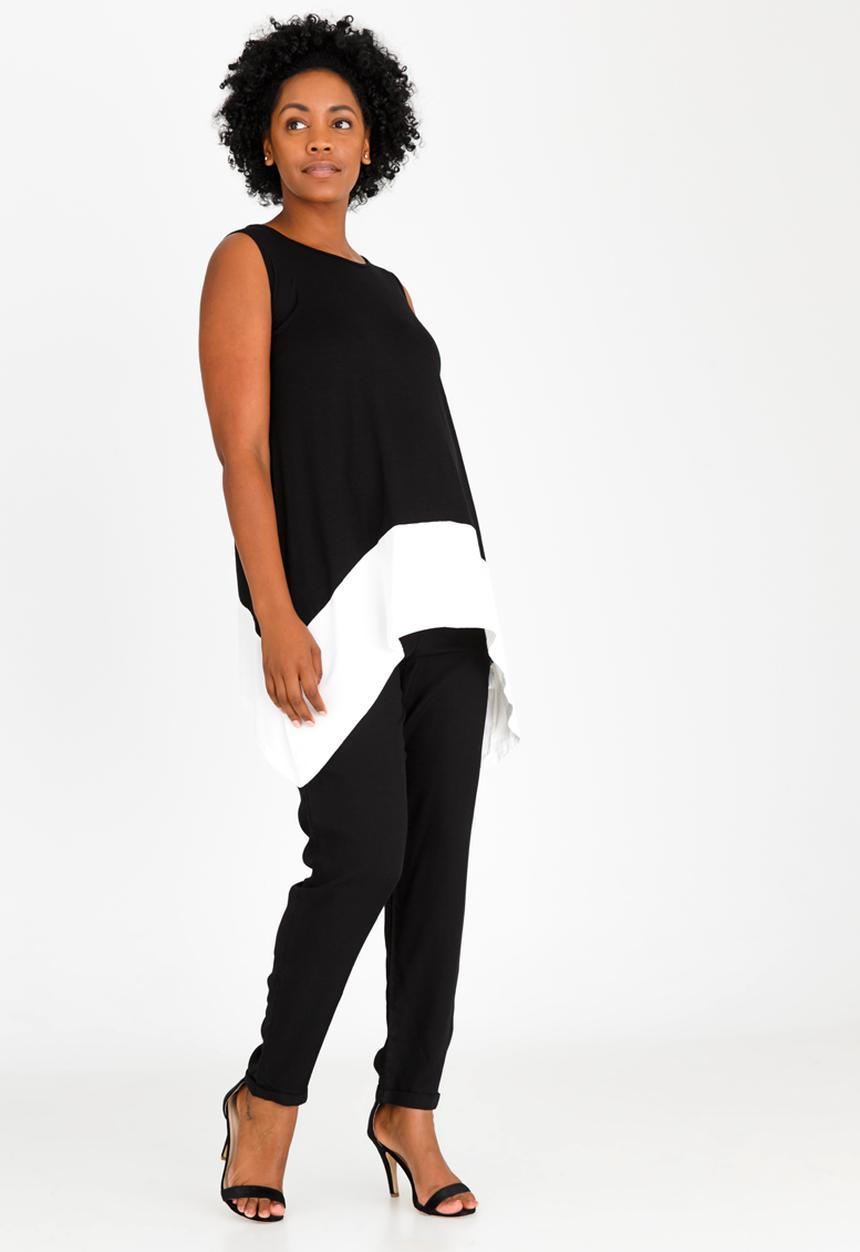 edit Maternity - Contrast Hem Swing Vest Black and White