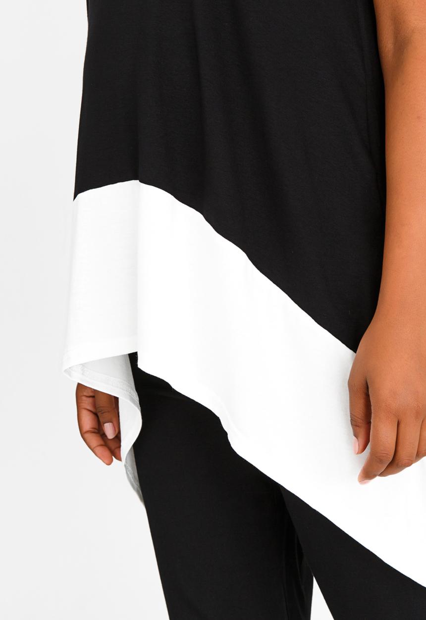 edit Maternity - Contrast Hem Swing Vest Black and White