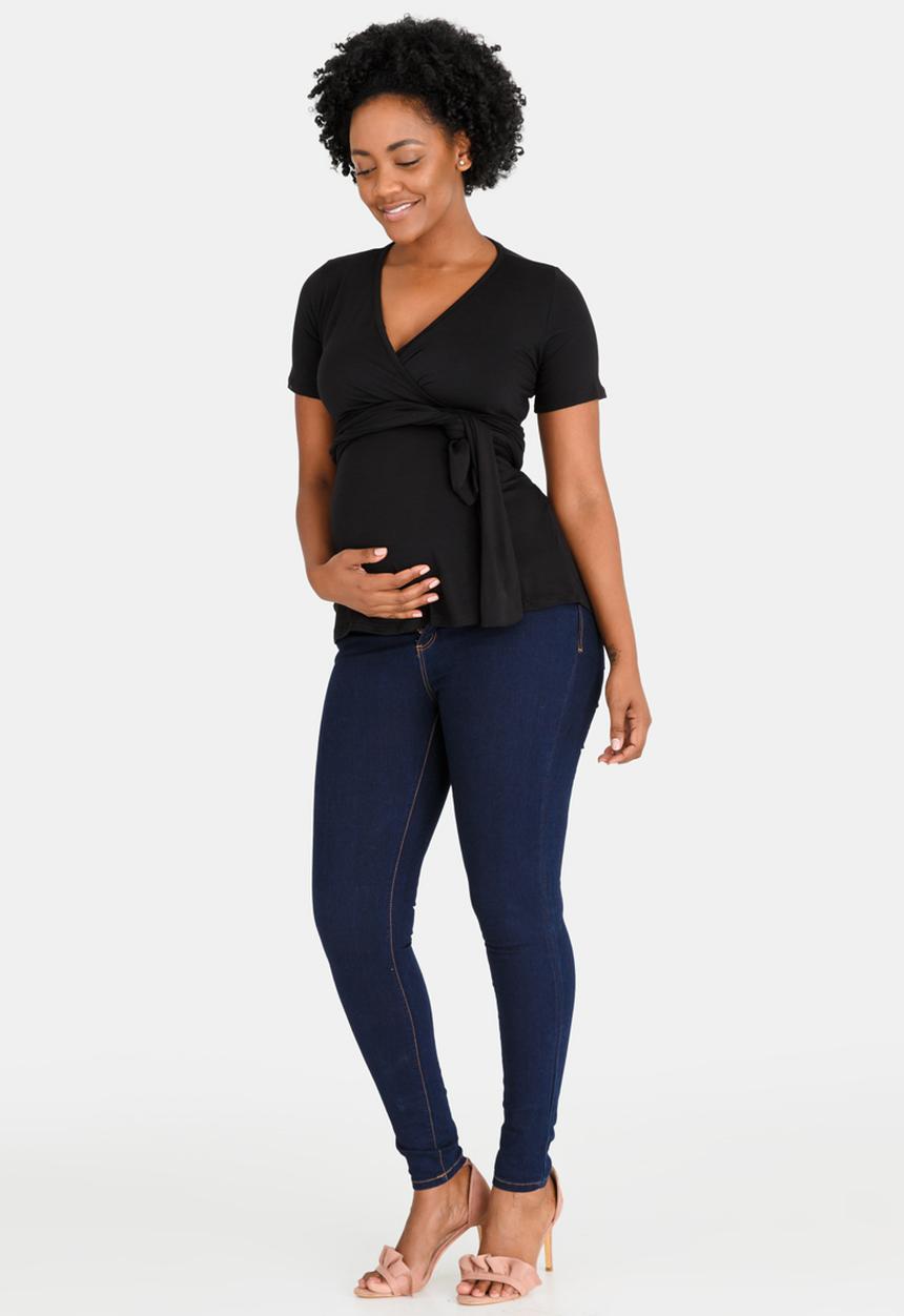 edit Maternity - Wrap Around Top Black