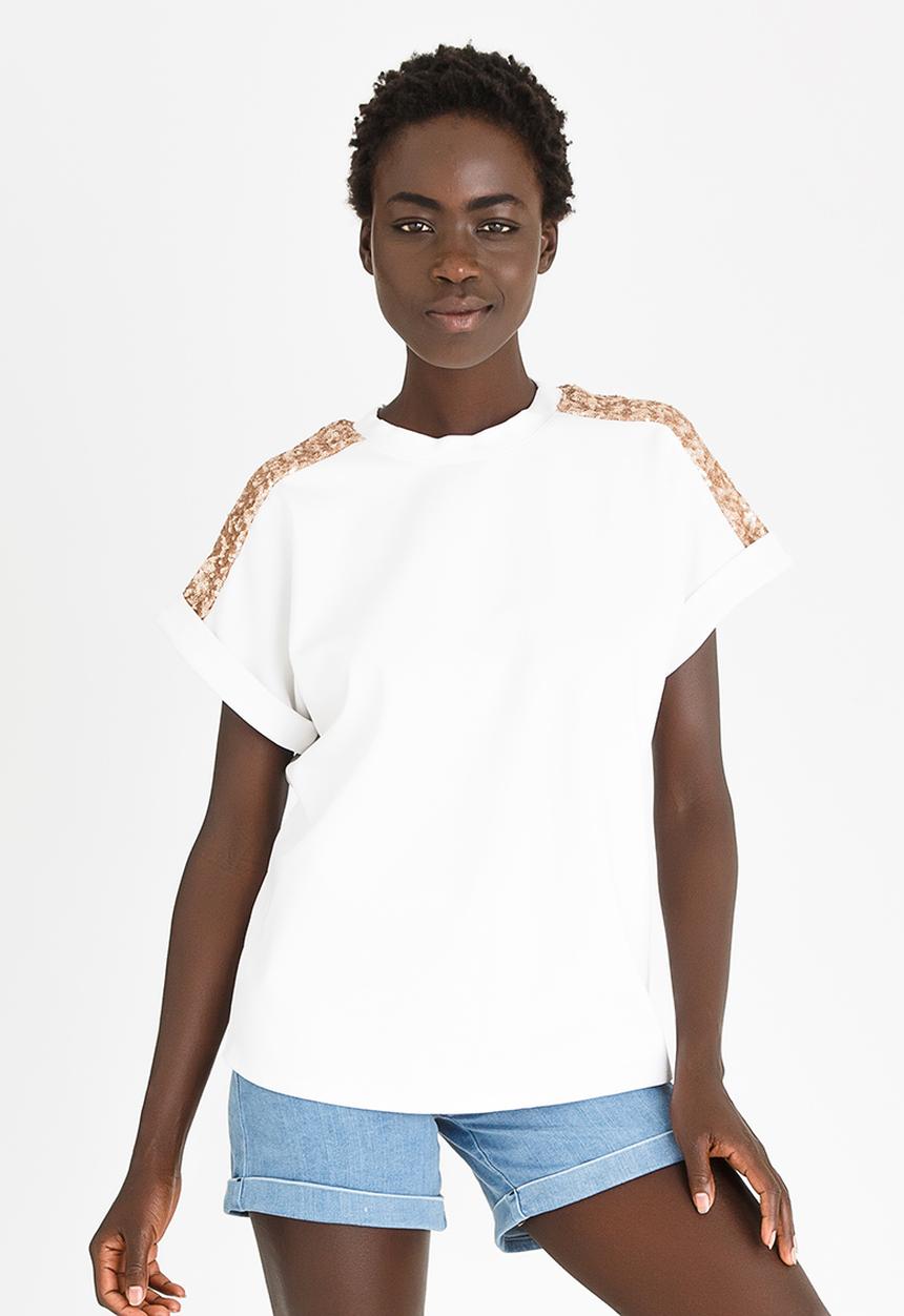 STYLE REPUBLIC - Sequin Inset T-shirt White