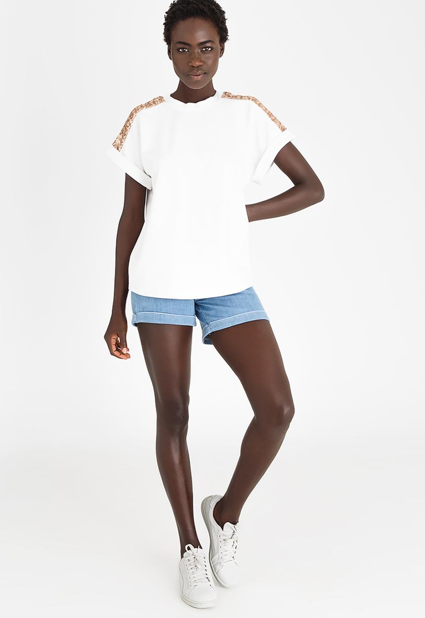 STYLE REPUBLIC - Sequin Inset T-shirt White