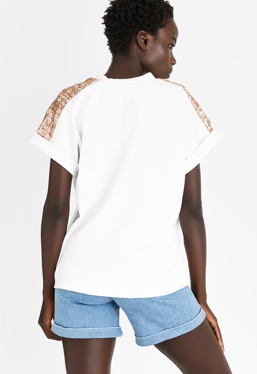 STYLE REPUBLIC - Sequin Inset T-shirt White