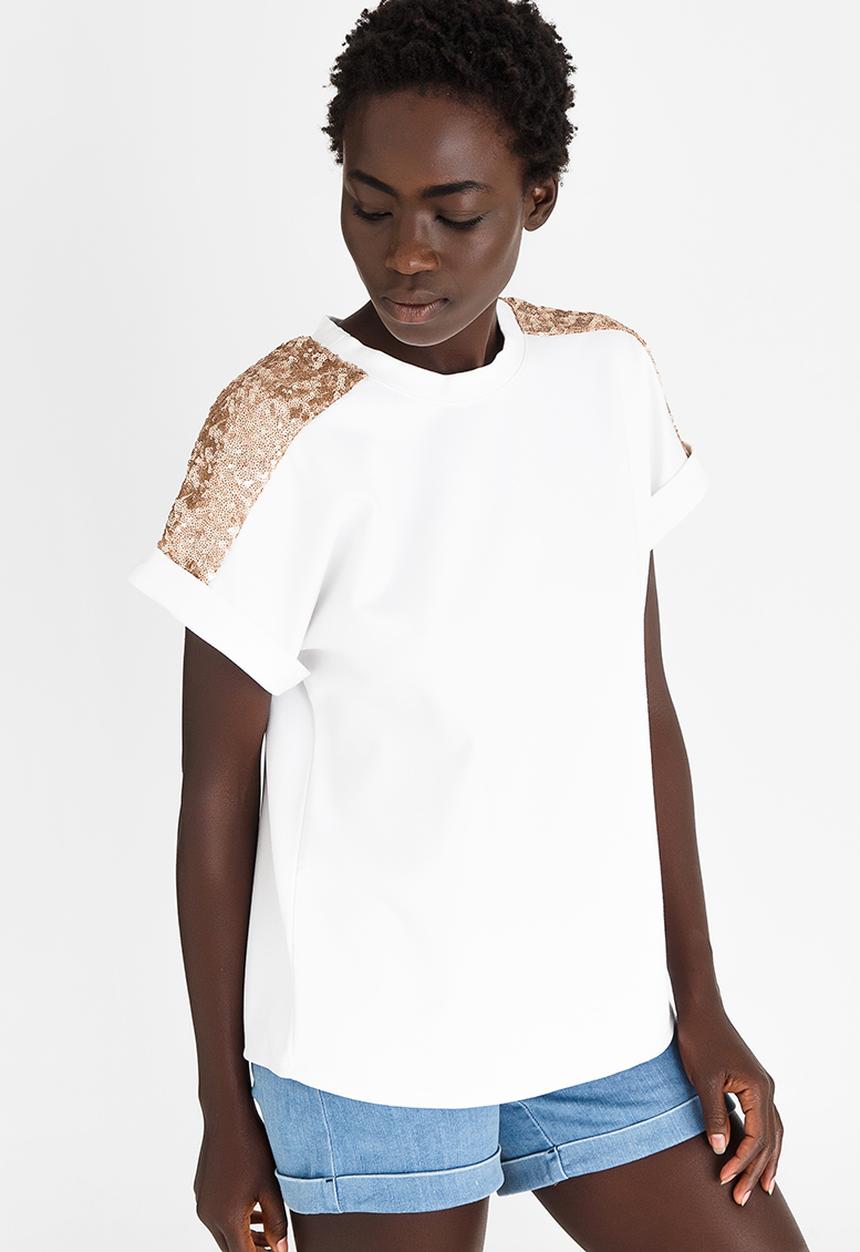 STYLE REPUBLIC - Sequin Inset T-shirt White