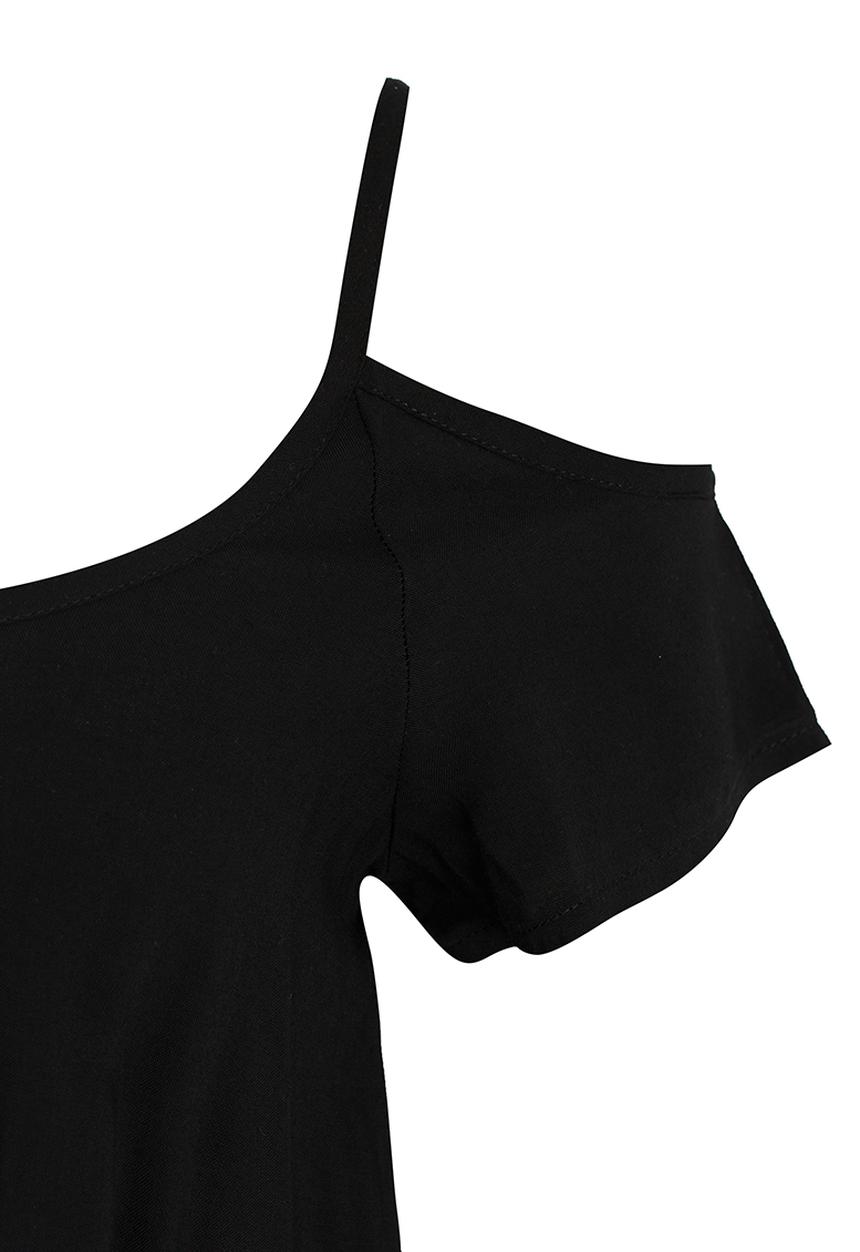 Rebel Republic - Mid Waist Dress with Cold Shoulder Black