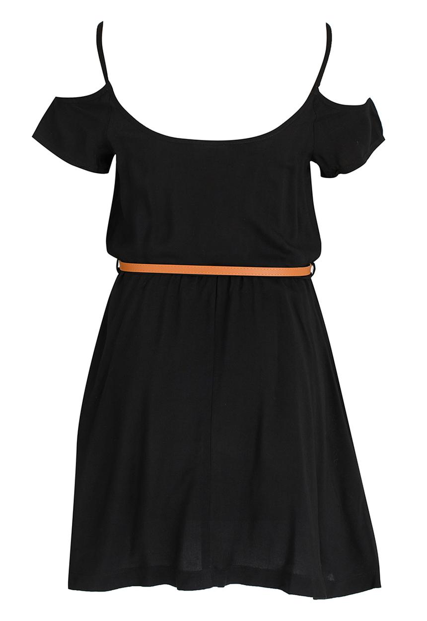 Rebel Republic - Mid Waist Dress with Cold Shoulder Black