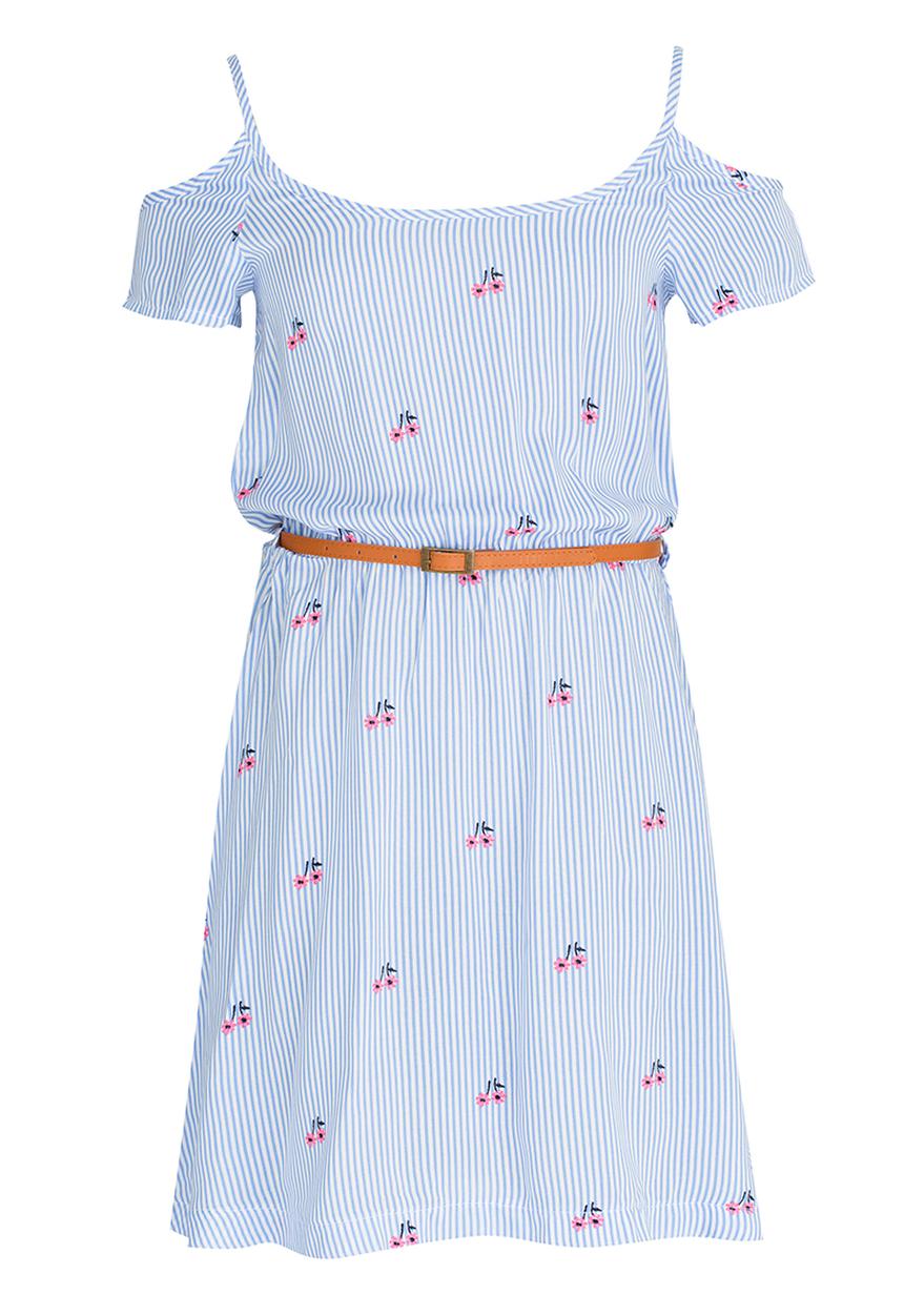 Rebel Republic - Mid Waist Dress with Cold Shoulder Multi-colour