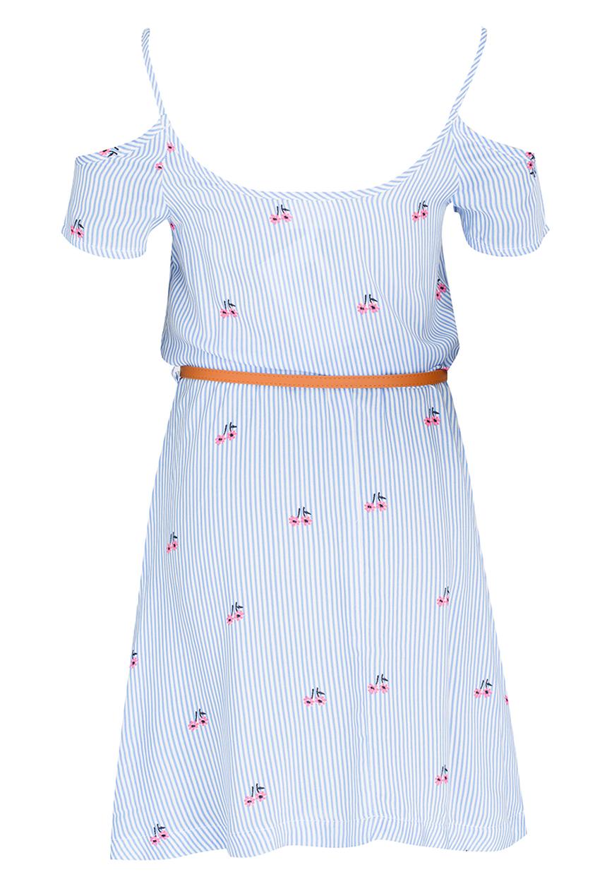 Rebel Republic - Mid Waist Dress with Cold Shoulder Multi-colour