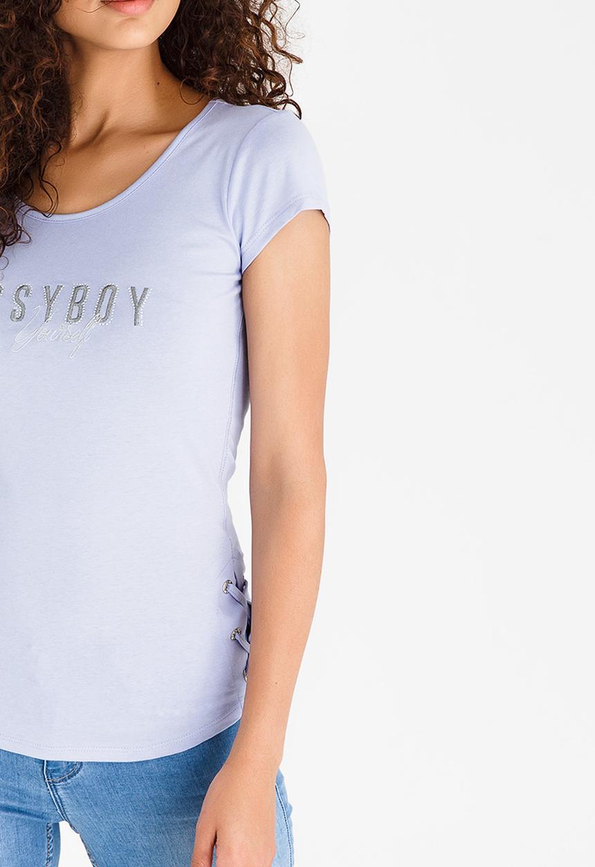 SISSY BOY - Lace Up Detail Tee Pale Purple