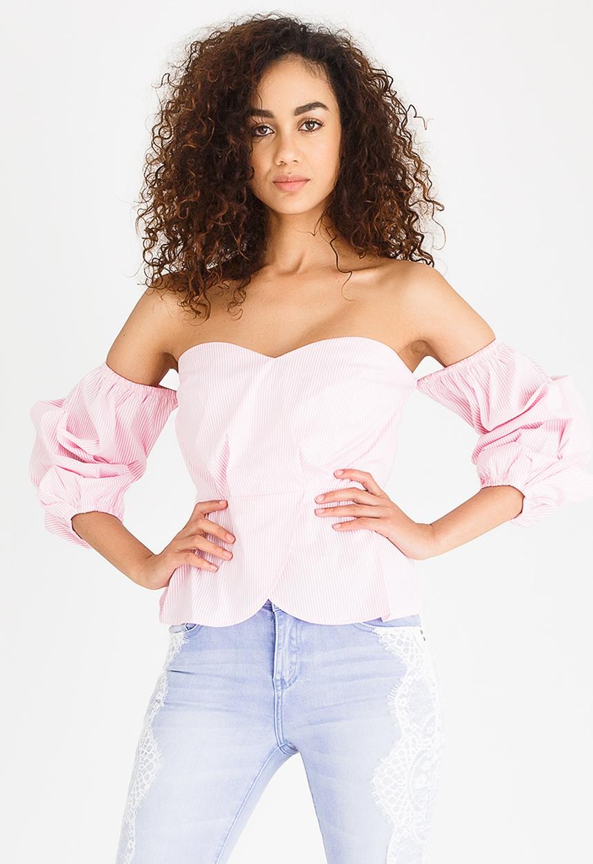 SISSY BOY - Peplim Bardot Top Pale Pink