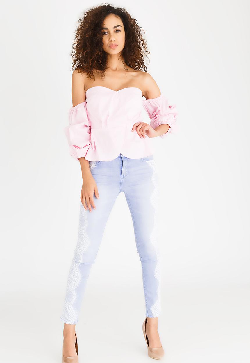 SISSY BOY - Peplim Bardot Top Pale Pink