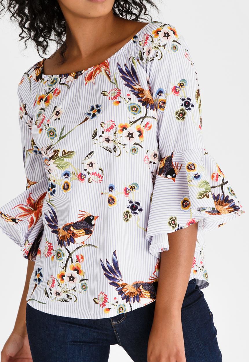 cath.nic - Printed Bardot Styled Shirt Multi-colour