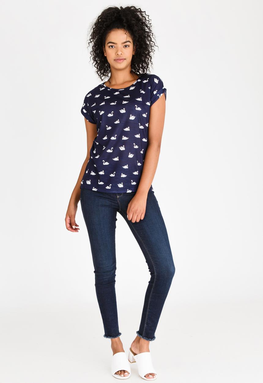 cath.nic - Swan Printed Top Navy