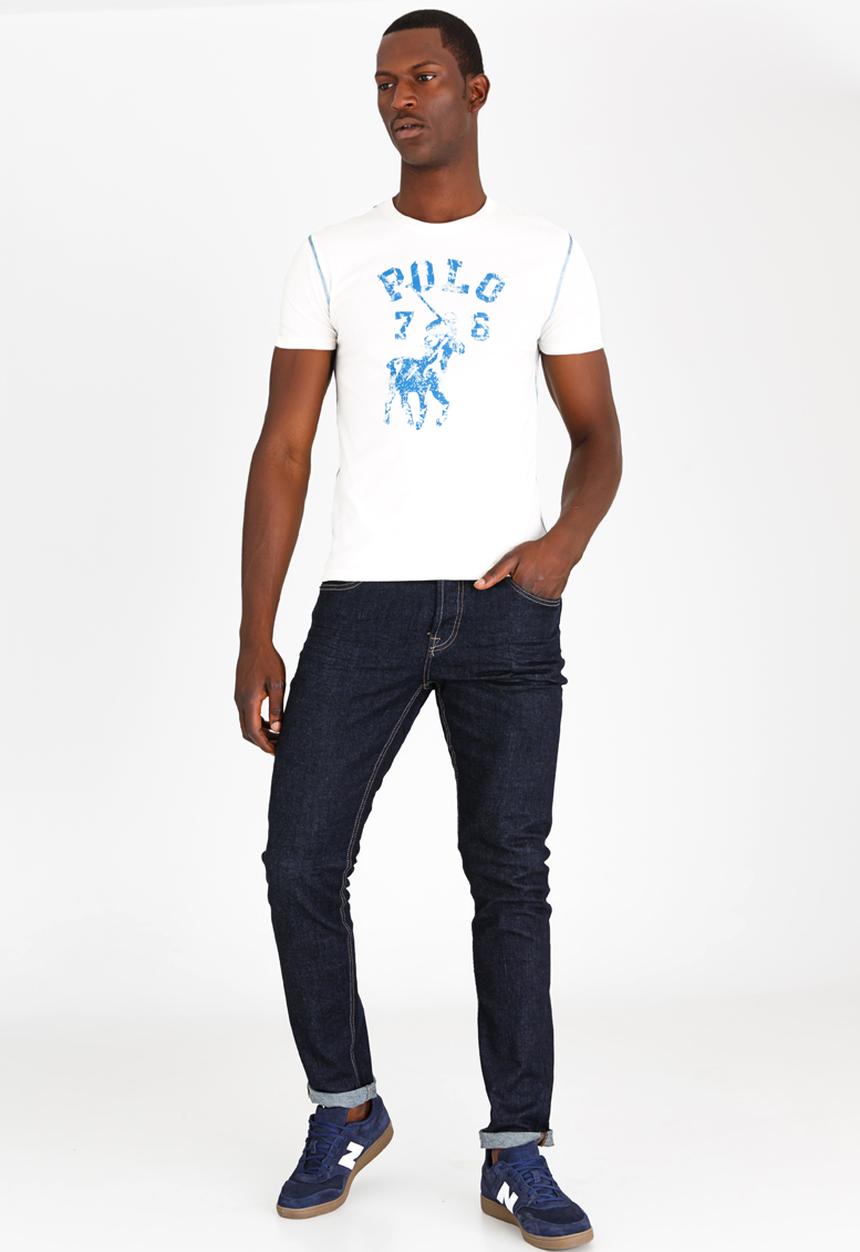POLO - Distressed Print T Shirt Milk