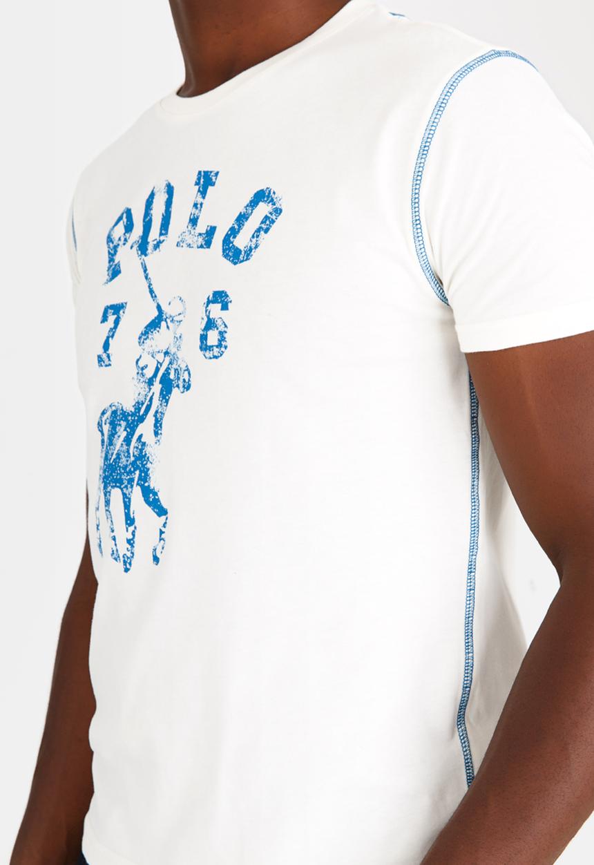 POLO - Distressed Print T Shirt Milk