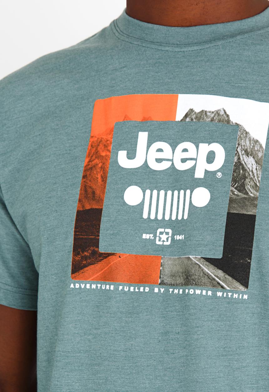 JEEP - Printed T Shirt Khaki Green