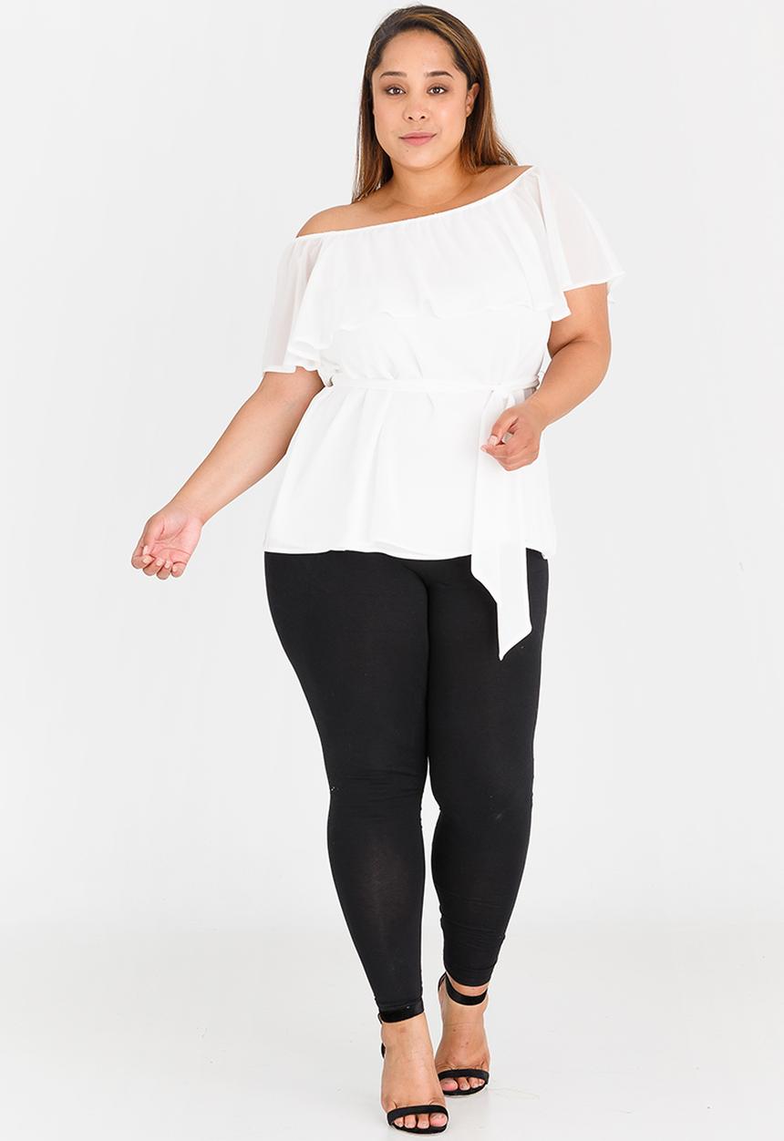 Marique Yssel - Off-Shoulder Frill Top White