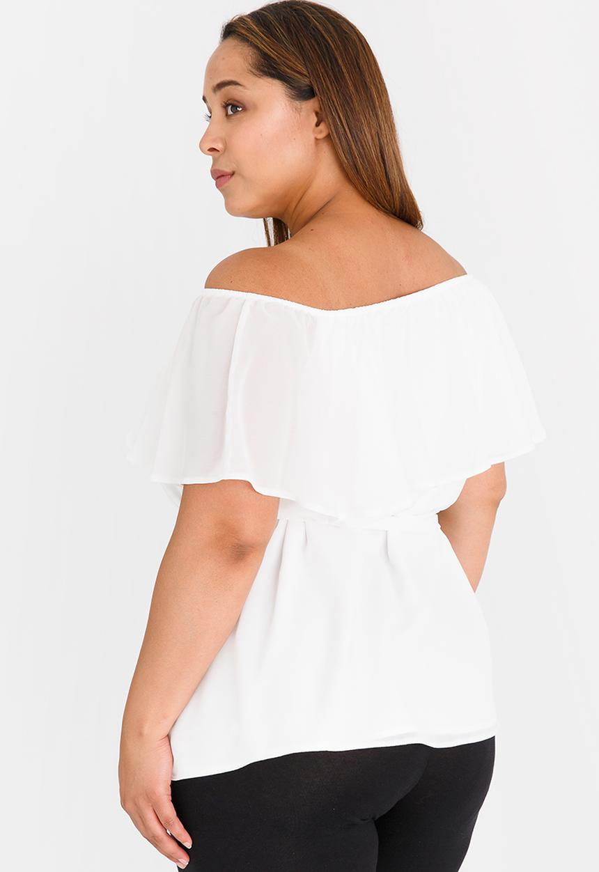 Marique Yssel - Off-Shoulder Frill Top White