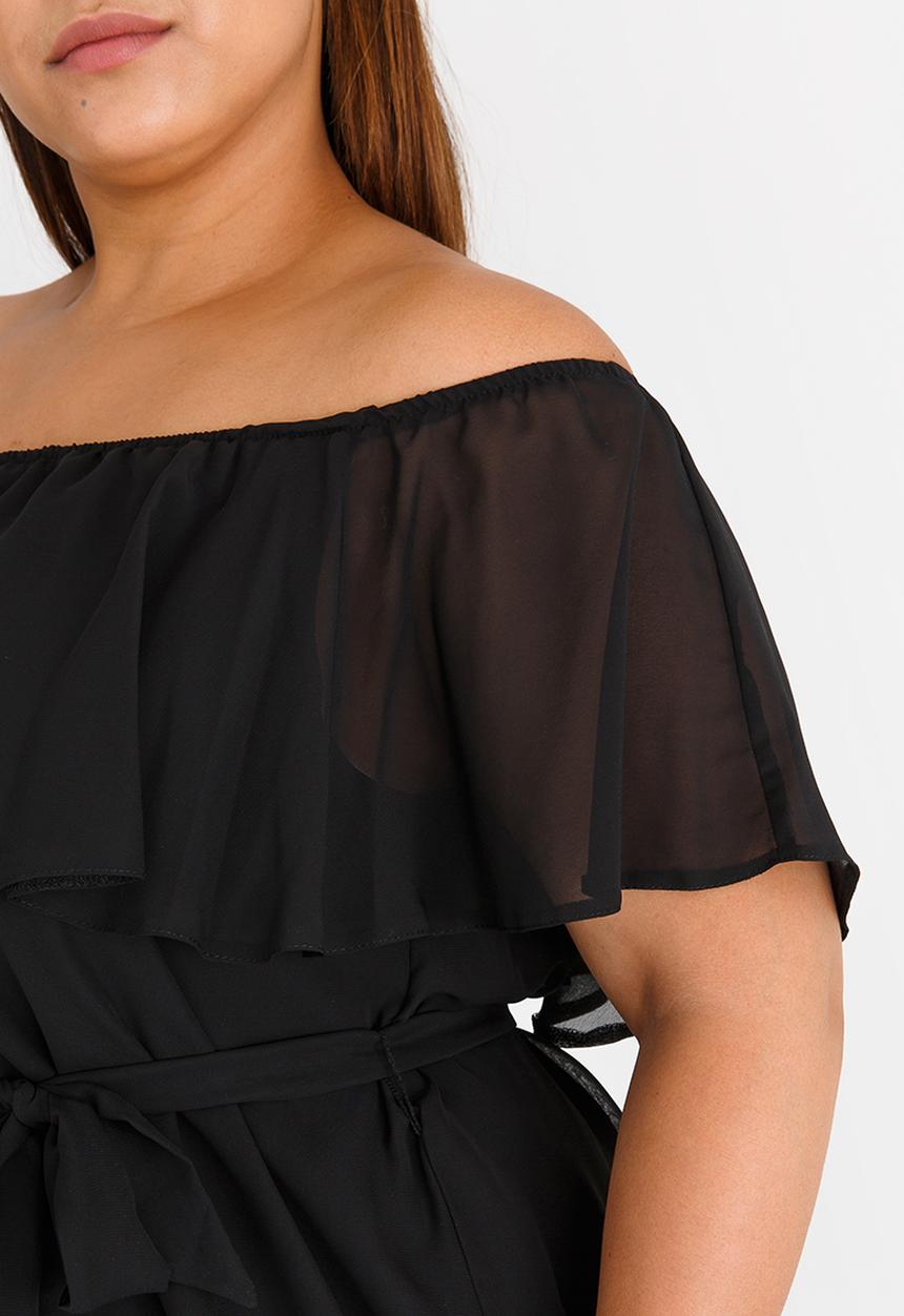 Marique Yssel - Off-shoulder Frill Top Black