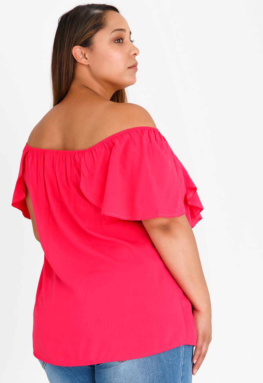 edit Plus - Front Frill Top Mid Pink