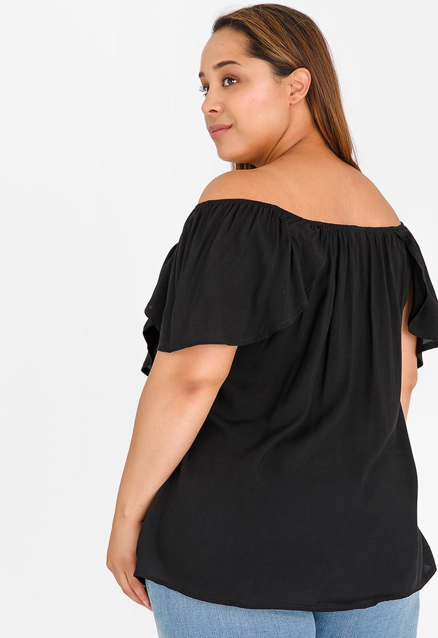 edit Plus - Front Frill Top Black
