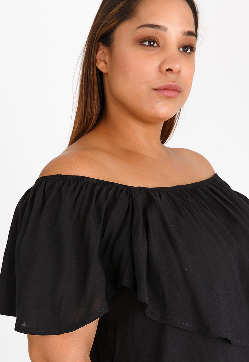 edit Plus - Front Frill Top Black